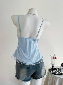 Comfortcana Débardeur décontracté à fleurs et nœud pour femmes, été