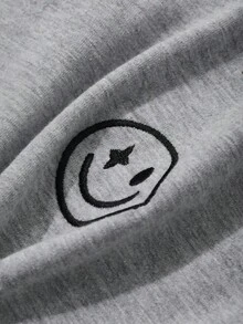 DAZY Minimalist Cute Expression Embroidered Homewear Dress, Moo Moo Pajama