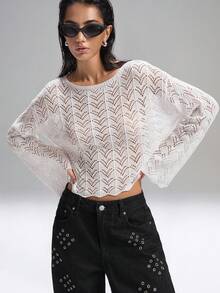 LYSMO 2025 Otoño Mujeres Estilo Edgy/Calado/Suéter/Punto/Baile de graduación/Formal/Cumpleaños/Estilo de los 90/Casual de negocios/Vacaciones/Playa/Elegante/Estilo occidental/Salir/Elegante/Y2K/Club/Oficina/Cóctel/Vintage/Ajustado/Festival rave/Divertido/Elegante/Vintage/Ropa de calle/Vacaciones/Concierto de country/Trabajo/Formal/Vacaciones de primavera/Despedida de soltero/Conciertos/Malos tipos/Básico/Graduación/Suéteres de mujer - Blanco - Ver 4