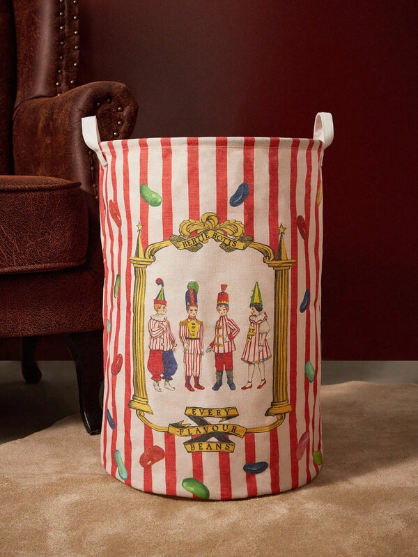 HARRY POTTER X SHEIN 1pc Jelly Bean Printed Storage Basket, Thickened Cotton Linen Fabric, Can Store Dirty Clothes, Toys, Towels And Other Items,Christmas