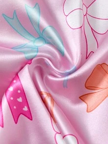 2 件套年轻女孩粉色府绸蝴蝶结印花上衣和裤子套装，休闲家居服儿童夏装套装儿童服装套装女童夏装套装小女孩服装套装儿童服装套装假日旅行休闲夏装