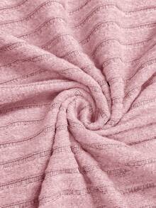 SHEIN Maternity Solid Color Minimalist Daily Long Sleeve Knit T-Shirt Ribbed Top Tops Shirts For Women Pink Fall - Baby Pink - View 5