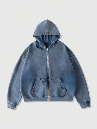 Street Life Sudadera con capucha con cremallera y bolsillos, casual para hombre en otoño