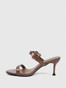 CUCCOO SZL Women's Chic Minimalist Black Thong Open Toe High Heel Sandals, Suitable For Commuting, Dating, Party, Wedding, Holiday - Brown - View 3