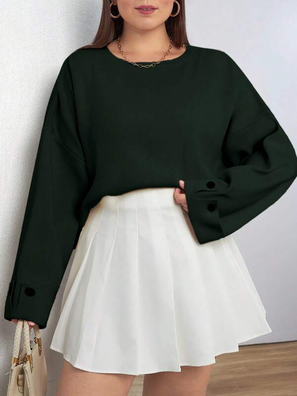 EURMUSE Double Sleeve Button Detailed Oversize Thick Winter Sweater Warm Touch
