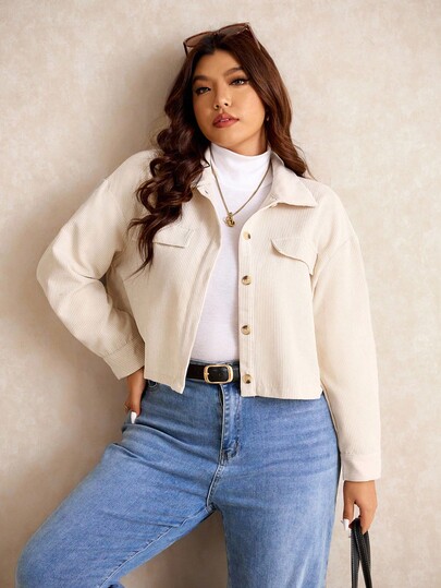 Elaquor Plus Size Women Fall Clothes Women Solid Color Minimalist Casual Long Sleeve Jacket Fall Jackets & Fall Women Clothes, Winter Clothes For Women