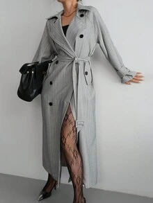 Aidyla Striped Fabric Fashion Autumn/Winter Trench Coat