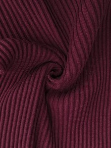 Elenzga Women's V-Neck Lace Patchwork Long Sleeve Knit Undershirt - Burgundy - View 7