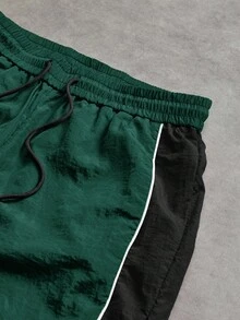 Sport MetroGents Calça esportiva masculina minimalista casual com detalhes em patchwork, cadarço e bolsos, ideal para o outono. Respirável e confortável. - Multicolorido - Ver 5