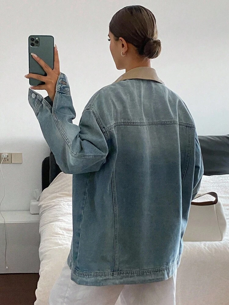 Women's Loose Casual Patchwork Denim Jacket