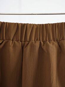 Rusticease Plus Solid Elastic Waist Skirt - Khaki - View 6