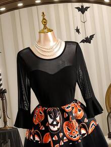 SHEIN Clasi Gaun Halloween Ukuran Besar - Hitam - View 3