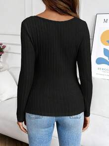 SHEIN Casual Solid Color Slim Fit Maternity Long Sleeve T-Shirt Long Sleeve Black Top Maternity Tops Pregnancy Clothes Maternity Shirts For Women Maternity Clothes