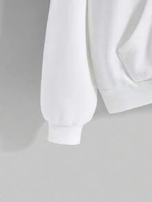 ROMWE Grunge Punk Street Style Lip Print Women Fleece Pullover Sweatshirt - White - View 5