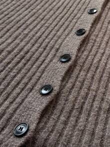 Maweii Plus Size Fashionable Sexy Front Button Backless Halter Knit Dress - Mocha Brown - View 8