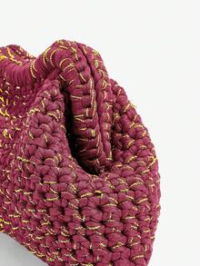 SHEIN SXY 女士，女式手拿包，钩针编织包，橙色和金色，时尚，优雅，简约，个性化，多功能，经典，适合约会，日常，购物，下午茶，海滩，度假，节日，夏季，海边 - 酒紅色 - 查看 5