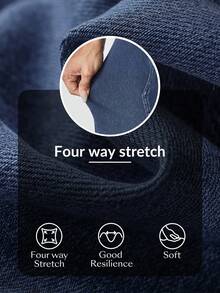 Flexra 女式不对称腰部开衩直筒休闲牛仔裙 - 藍色 - 查看 7