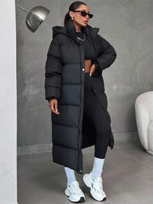 EURMUSE Keeping Warm, Oversized Maxi Lenght, Hooded - Black - View 8