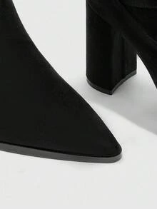 CUCCOO SZL Fashion Pointed Toe Chunky Heel Over-The-Knee Boots, Suitable For Dates And Parties - Black - View 8