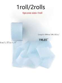 1/2/3rolls Diy Handmade Tassel Fabric Gift Packaging Chiffon Ribbon, Sky Blue 197*1.5 Inches Ribbon Suitable For Wedding Invitation, Bridal Bouquet, Gift Packaging, Diy Crafts, Bow Making,Christmas - 淺藍色 - 查看 7