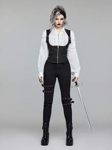 ROMWE Goth Gothic Medieval Corset Design Powerful Waist Shirt