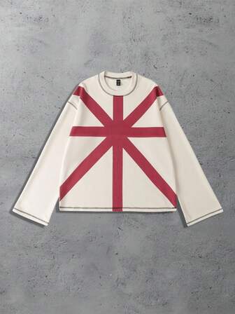 Street Life Camiseta de manga larga de cuello redondo con estampado de la bandera del Reino Unido, corte holgado para hombre, otoño