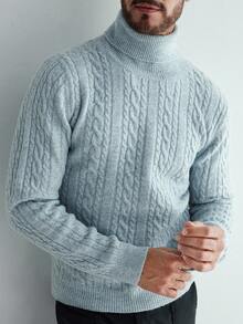 Manfinity CityGents 男士高领粗针织长袖休闲毛衣，秋冬