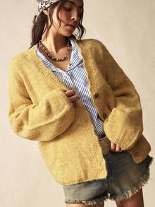 Bohemela Áo khoác cardigan nữ phong cách Boho mùa xuân/đông dáng rộng, màu vàng trơn, đa năng, tối giản, tay dài, chất liệu lông mềm mại, kiểu vintage, thích hợp cho các buổi hòa nhạc, kỳ nghỉ, đi nghỉ mát, đi học, đi chơi, Giáng sinh, Năm mới, Lễ tình nhân, thập niên 2000, kỳ nghỉ hè, đi biển, mùa đông/xuân. - Màu be - Xem 8