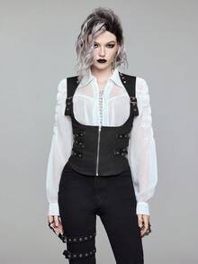 ROMWE Goth Gothic Medieval Corset Design Powerful Waist Shirt