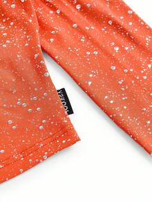 Y2Kool Women's Metallic Silver Polka Dot Print Off-Shoulder Fitted Long Sleeve T-Shirt, Suitable For Parties, Halloween, Y2K Streetwear, Autumn/Winter Glitter Top Cold Shoulder Top Orange Top Women Orange Long Sleeve Crop Top Orange Crop Top Matching Idea Casual Stylish Clothing Collection New Year Outfits - Orange - View 3