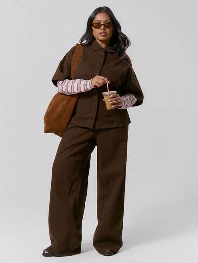 MUSERA Jeans rectos de pierna acampanada de talla grande, para otoño, invierno, vuelta al colegio, lindos, de uso diario, casuales, para ir a tomar un café