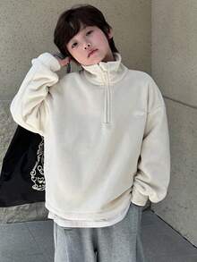 DAZY Plus Size Boys Casual Loose Fit Sweatshirt With Silicone Label, Autumn