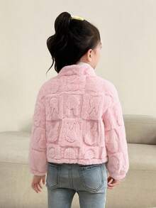 SHEIN 年轻女孩休闲长袖拉链仿皮草夹克 - 彩色 - 查看 2