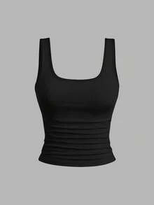 Flirla Plus Size Women Casual Solid Color Tank Top - Multicolor - View 11