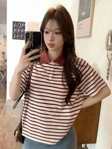DAZY Women's Loose Casual Striped T-Shirt, Summer New Arrival