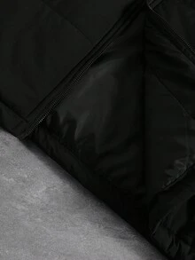 Manfinity Hypemode 男士纯色长袖拉链连帽休闲冬季外套，Y2K风格冬季服饰，送给男友的完美礼物，街头风、校园风和万圣节时尚单品 - 黑色 - 查看 8