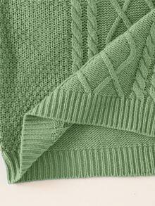 SHEIN Young Boy's Loose Fit Collared Long Sleeve Pullover Sweater Fall Winter - Green - View 8