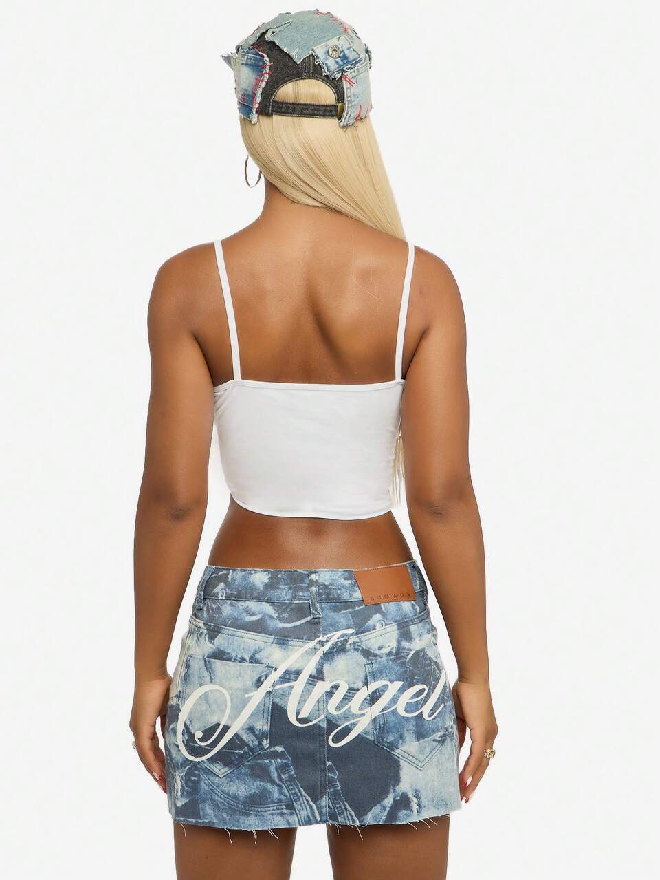 SUMWON WOMEN Minigonna in denim lavato acido con orlo grezzo