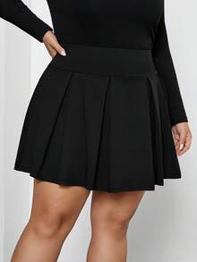 SHEIN CURVE+ Váy đen trơn màu tối giản mặc hàng ngày cỡ lớn - màu đen - Xem 6