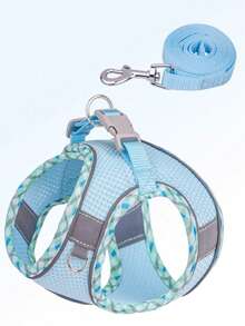 1pc Breathable & Comfortable Mesh Dog Harness With Reflective Strips, Snug Fit - Mauve Purple - View 13