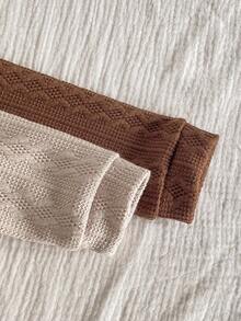 SHEIN 2pcs Baby Boy Knitted Jacquard Romper With Embroidered Knight On Front, Long Sleeve Casual Jumpsuit Outfit, Autumn/Winter Brown Baby Clothes Baby Outfits Unisex For Fall Brown Toddler Romper Baby Knit Jumpsuit Neutral Baby Clothes Unisex