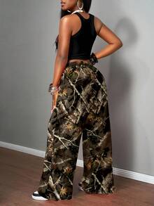 Slaydiva 女士秋装/女士冬装/女装外出上衣/Y2k 服装/街头服饰/2 件套女士休闲街头紧身吊带背心和宽松裤子套装/适合街头风格/适合臀部 - 彩色 - 查看 2