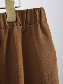 Rusticease Plus Solid Elastic Waist Skirt - Khaki - View 5