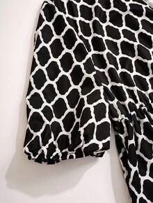 Rusticease Plus Size Women's Printed Simple Everyday Dress For Summer,Beach Dress Sundress,Holiday Outfits Boho - Black and White - View 6