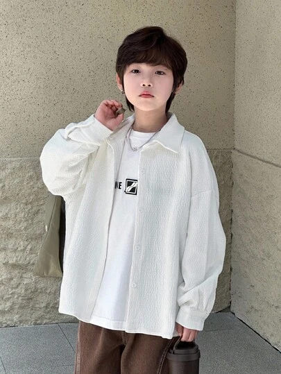DAZY 男童休闲宽松纯色衬衫，秋季款