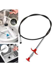 160cm Drain Snake With Spring-Loaded Handle & 4-Claw Grabber, Drain Cleaner Tool For Kitchen Sink, Bathroom, Shower To Remove Hair Clogs And Prevent Standing Water