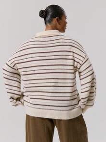 MUSERA Áo len dài tay kẻ sọc cỡ lớn kiểu rugby, mùa đông, đi học, dễ thương, mặc hàng ngày, thường ngày, dự tiệc cà phê, tiệc tối, thanh lịch, mùa xuân. - Nhiều màu - Xem 5