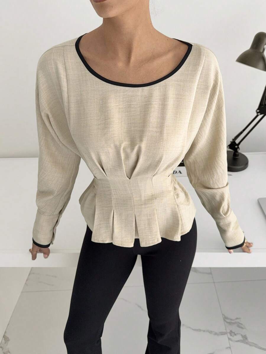 Siren Gaze 2025 New Women's Beige Elegant Office Autumn Casual Blouse ...