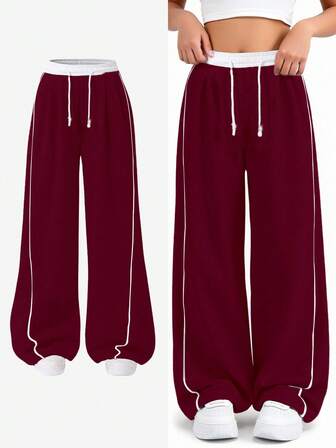 SHEIN Sparklyn 1 pezzo Pantaloni sportivi casual e morbidi per ragazze pre-adolescenti, di colore unito