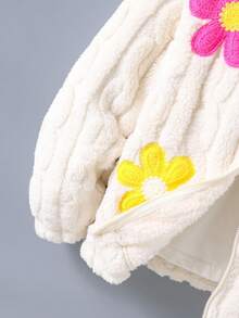 SHEIN 少女白色蓬松夹克，冬季，柔软毛绒材质，长款设计，舒适合身，经典白色 - 白色 - 查看 6